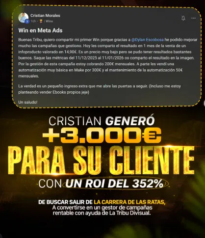 Cristian — +3.000€ para su cliente con ROI 352%